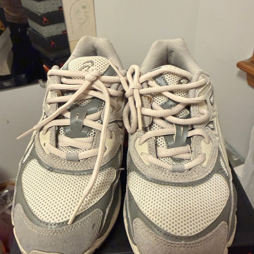Asics Kids Gray and Cream Sneakers